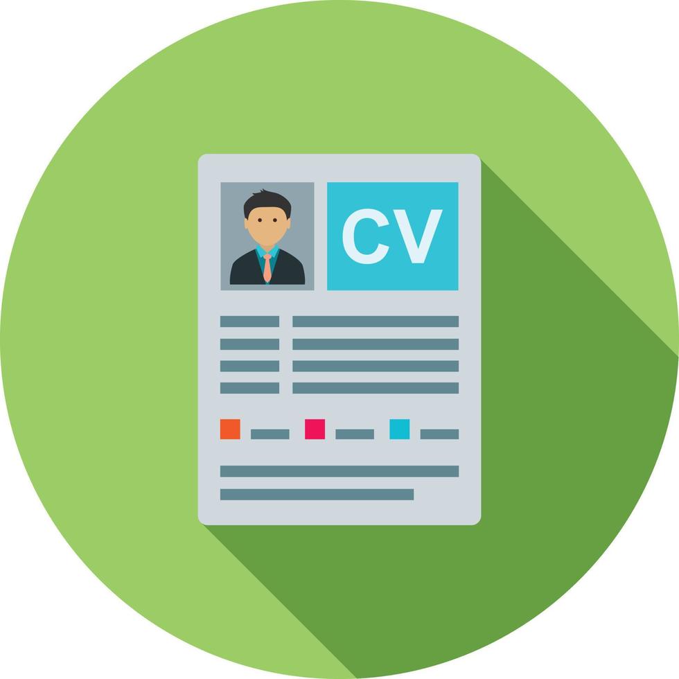 curriculum vitae piatto lungo ombra icona vettore