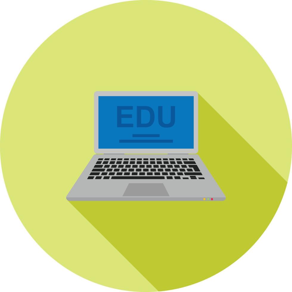 formazione scolastica su il computer portatile piatto lungo ombra icona vettore