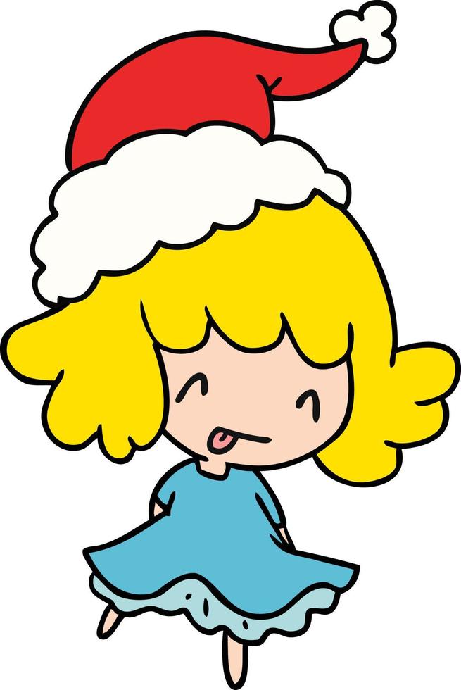 cartone animato di natale della ragazza kawaii vettore