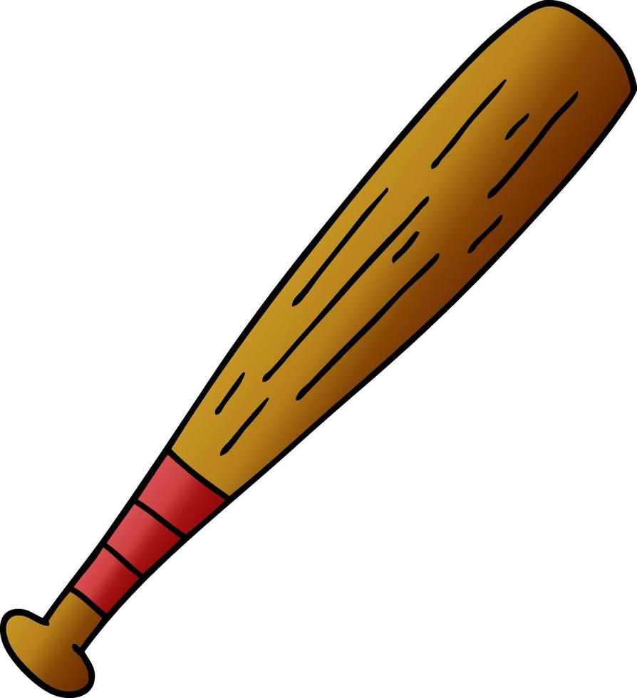 doodle cartone animato sfumato di una mazza da baseball vettore