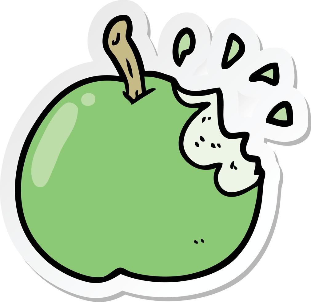 adesivo di una mela morsicata cartone animato vettore