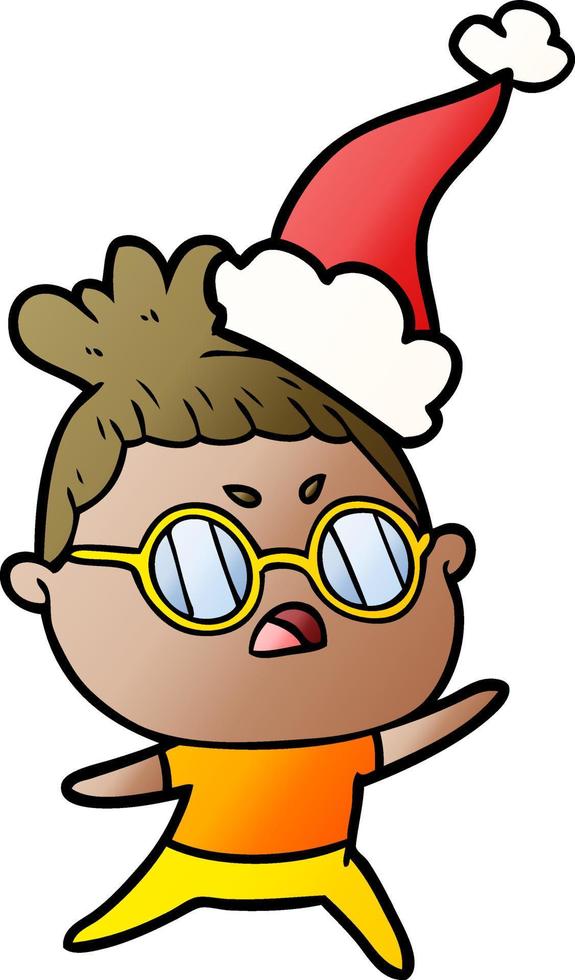 pendenza cartone animato di un' infastidito donna indossare Santa cappello vettore