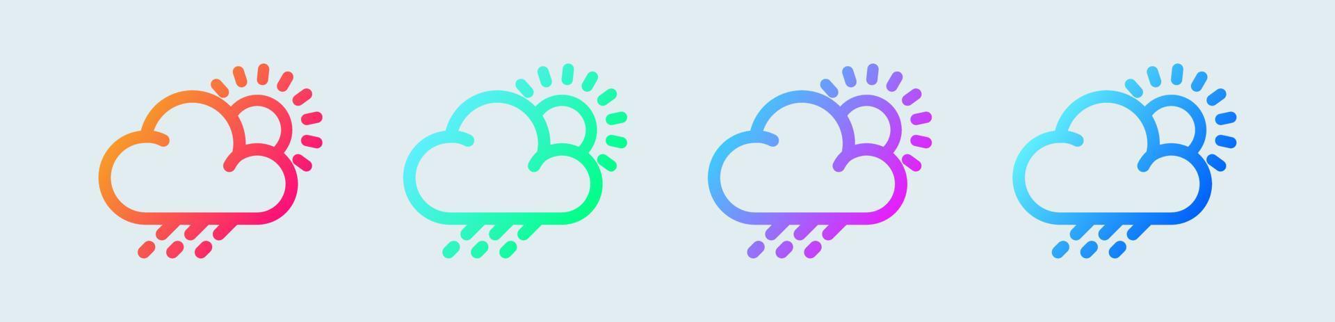 tempo metereologico linea icona nel pendenza colori. piovoso nube segni vettore illustrazione.