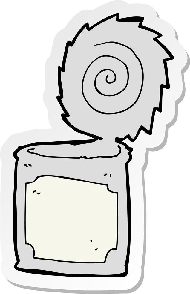 adesivo di un cartone animato aperto barattolo di latta vettore