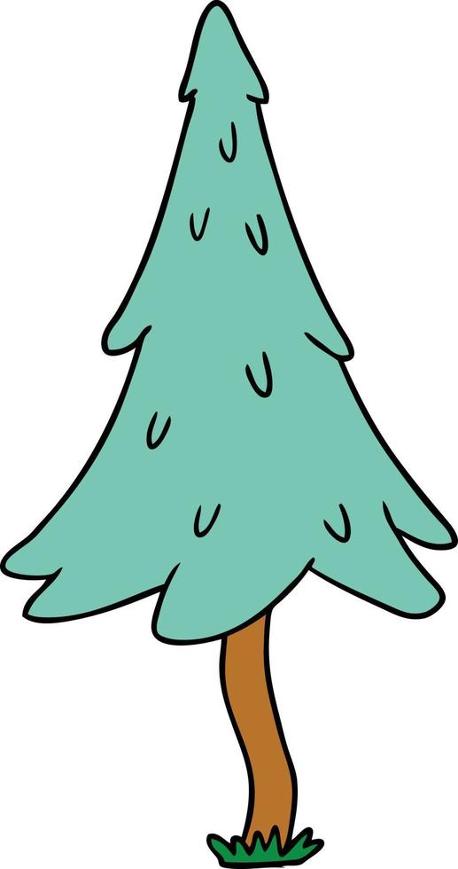 doodle cartone animato di pini boschivi vettore