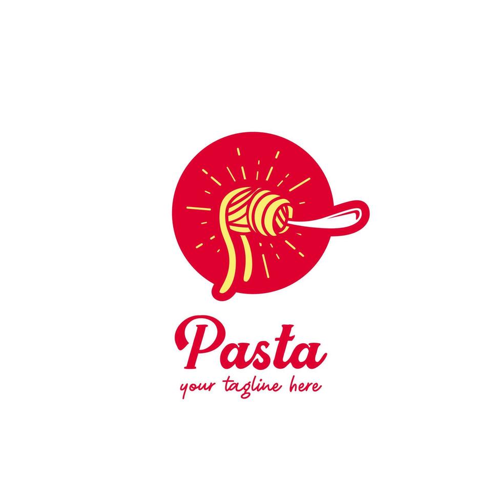 Vintage ▾ pasta spaghetto spaghetti ramen logo icona simbolo con forchetta vettore