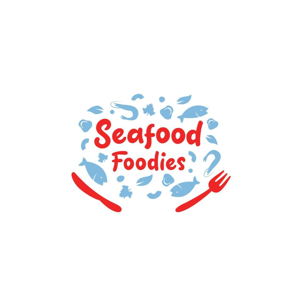 frutti di mare buongustai ristorante ristorazione buongustaio logo icona simbolo con pesce gamberetto fungo vettore illustrazione