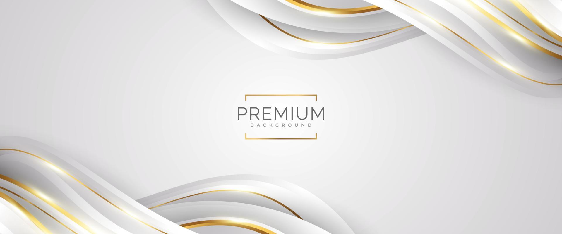 sfondo bianco e oro di lusso con linee dorate e stile taglio carta. sfondo grigio e oro premium per design di premi, nomine, cerimonie, inviti formali o certificati vettore