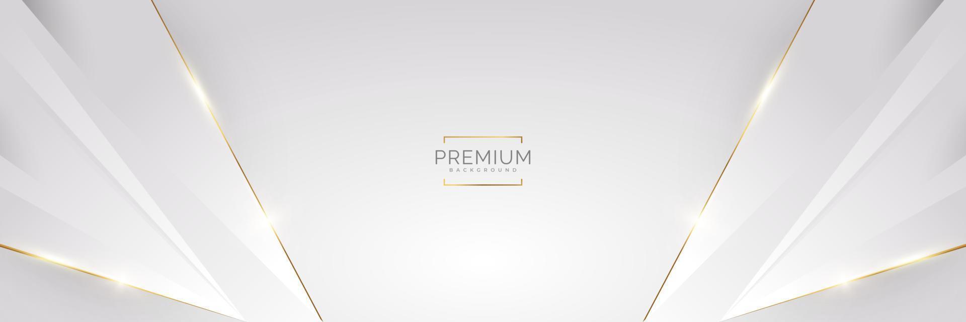 sfondo bianco e oro di lusso con linee dorate e stile taglio carta. sfondo grigio e oro premium per design di premi, nomine, cerimonie, inviti formali o certificati vettore