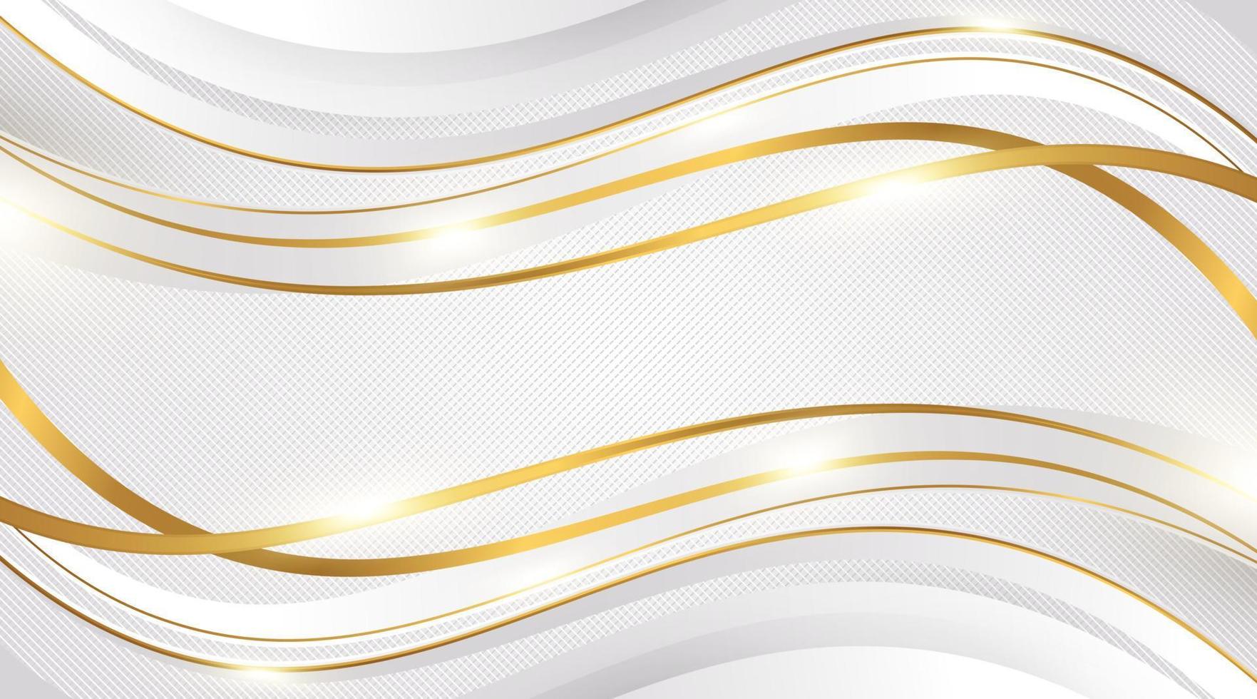 sfondo bianco e oro di lusso con linee dorate e stile taglio carta. sfondo grigio e oro premium per design di premi, nomine, cerimonie, inviti formali o certificati vettore