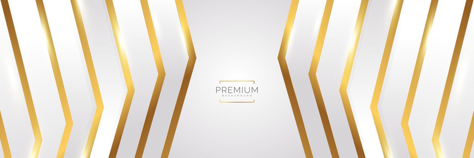 sfondo bianco e oro di lusso con linee dorate e stile taglio carta. sfondo grigio e oro premium per design di premi, nomine, cerimonie, inviti formali o certificati vettore