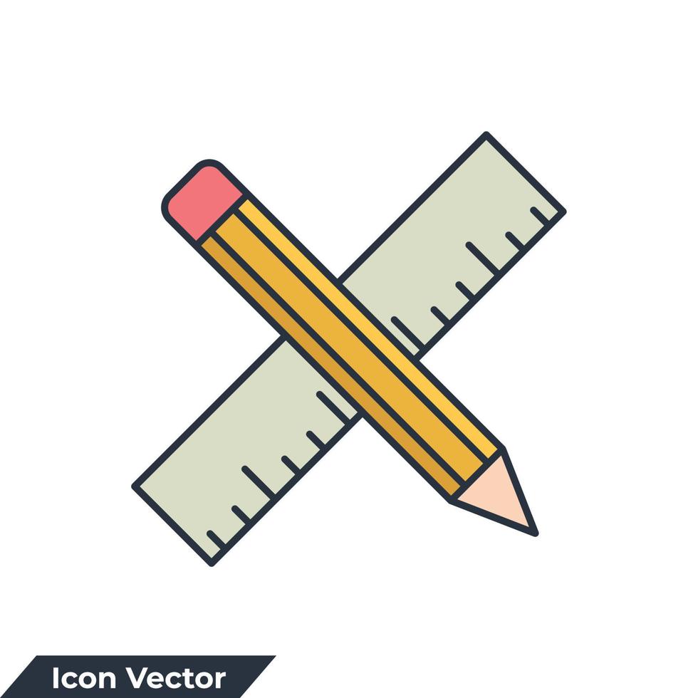 righello e matita icona logo vettore illustrazione. matita e righello simbolo modello per grafico e ragnatela design collezione
