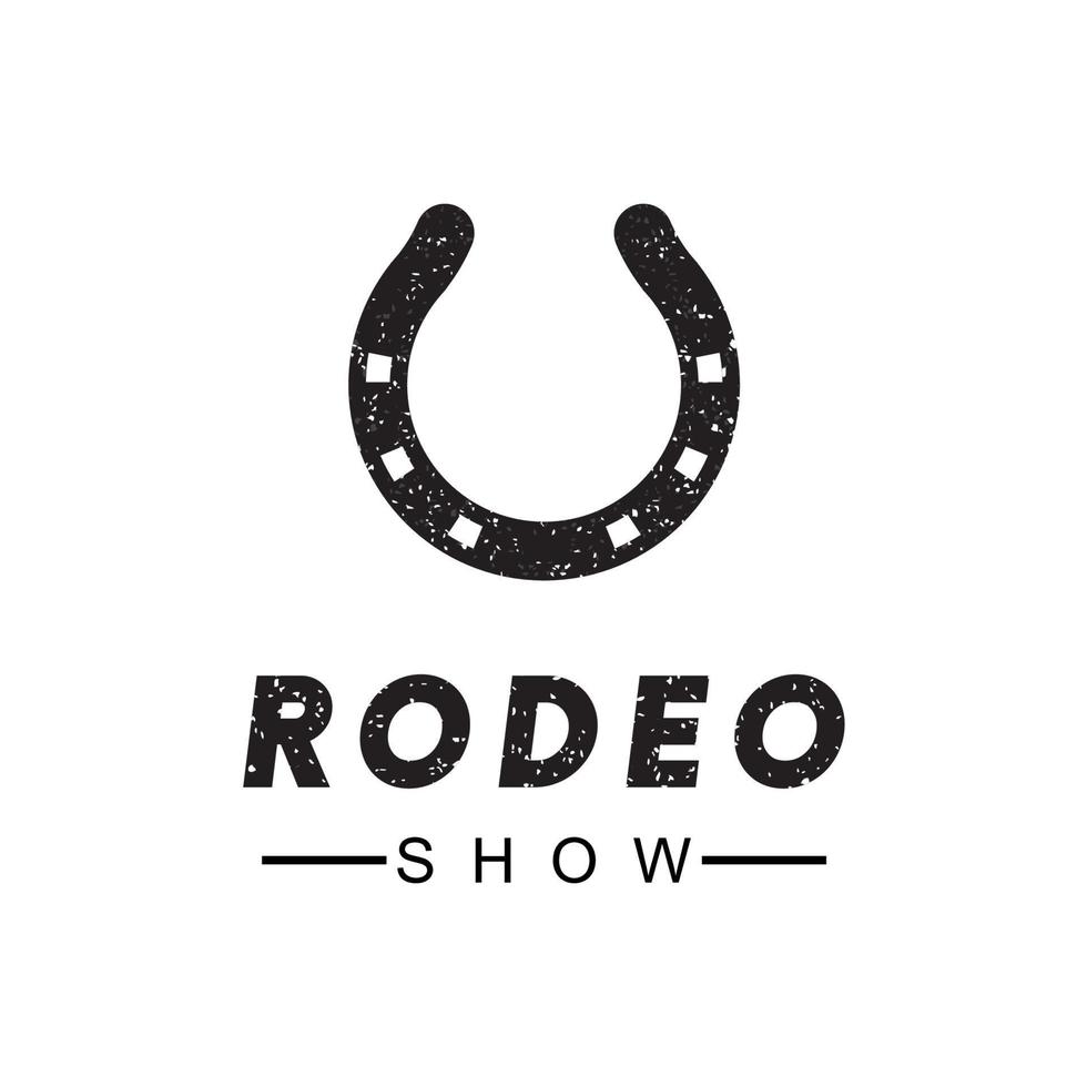 grunge ferro di cavallo rodeo logo vettore