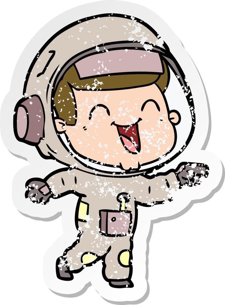 adesivo angosciato di un felice astronauta cartone animato vettore