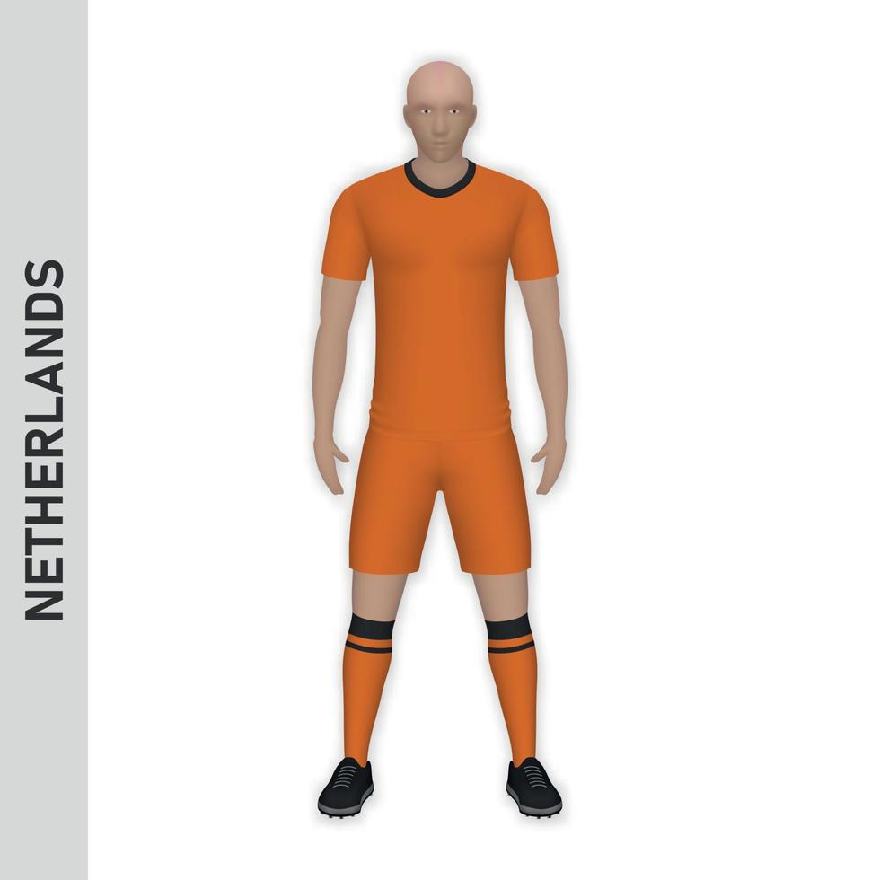 3d realistico calcio giocatore modello. Olanda calcio squadra kit vettore