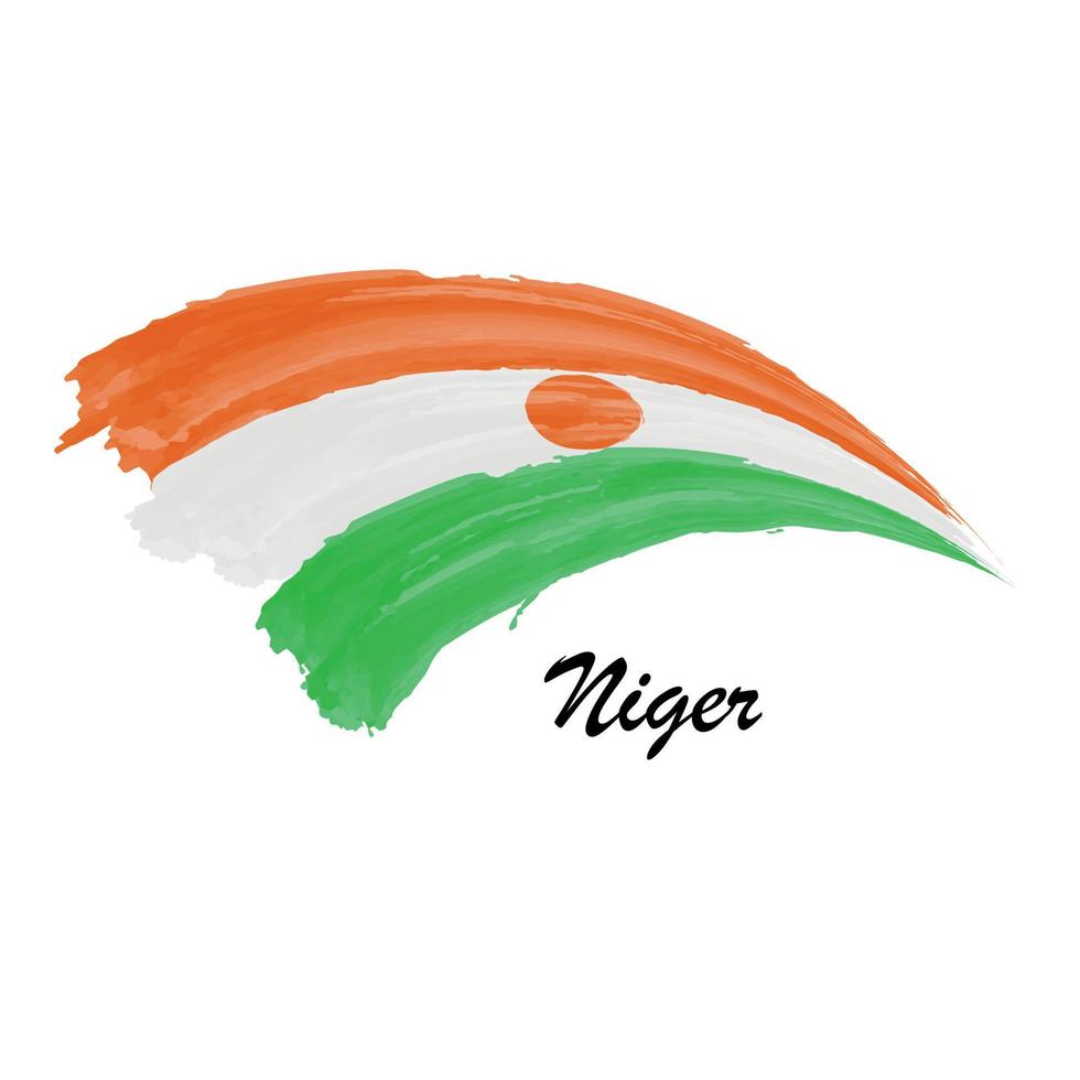 acquerello pittura bandiera di Niger. spazzola ictus illustrazione vettore