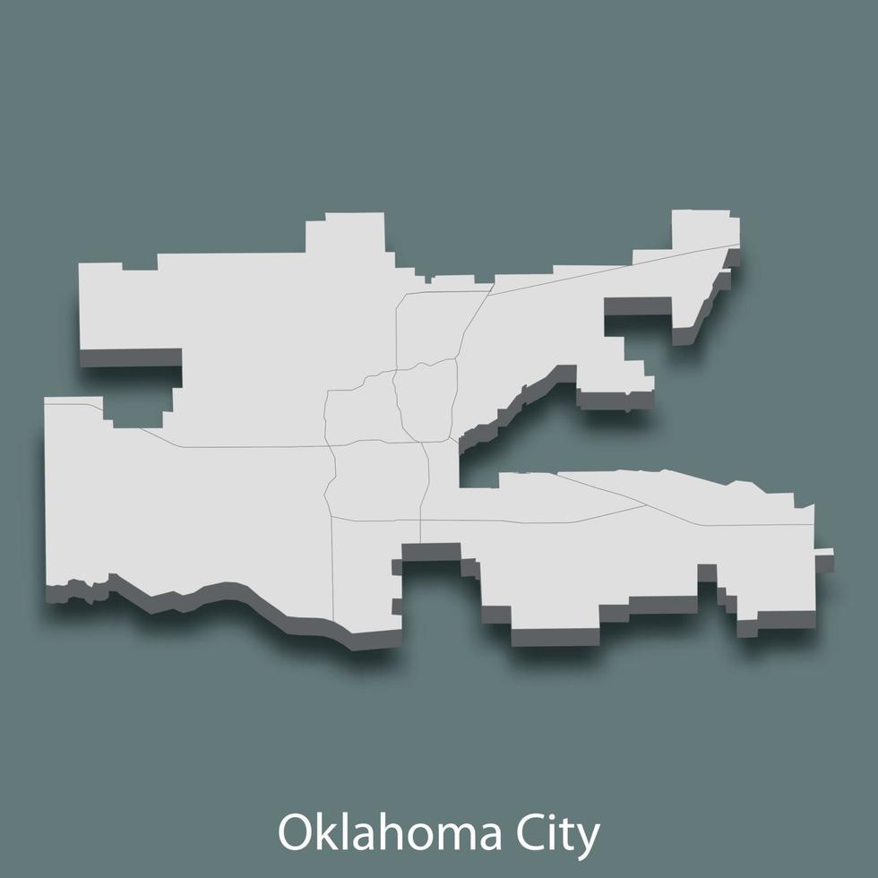 3d isometrico carta geografica di Oklahoma città è un' città di unito stati vettore