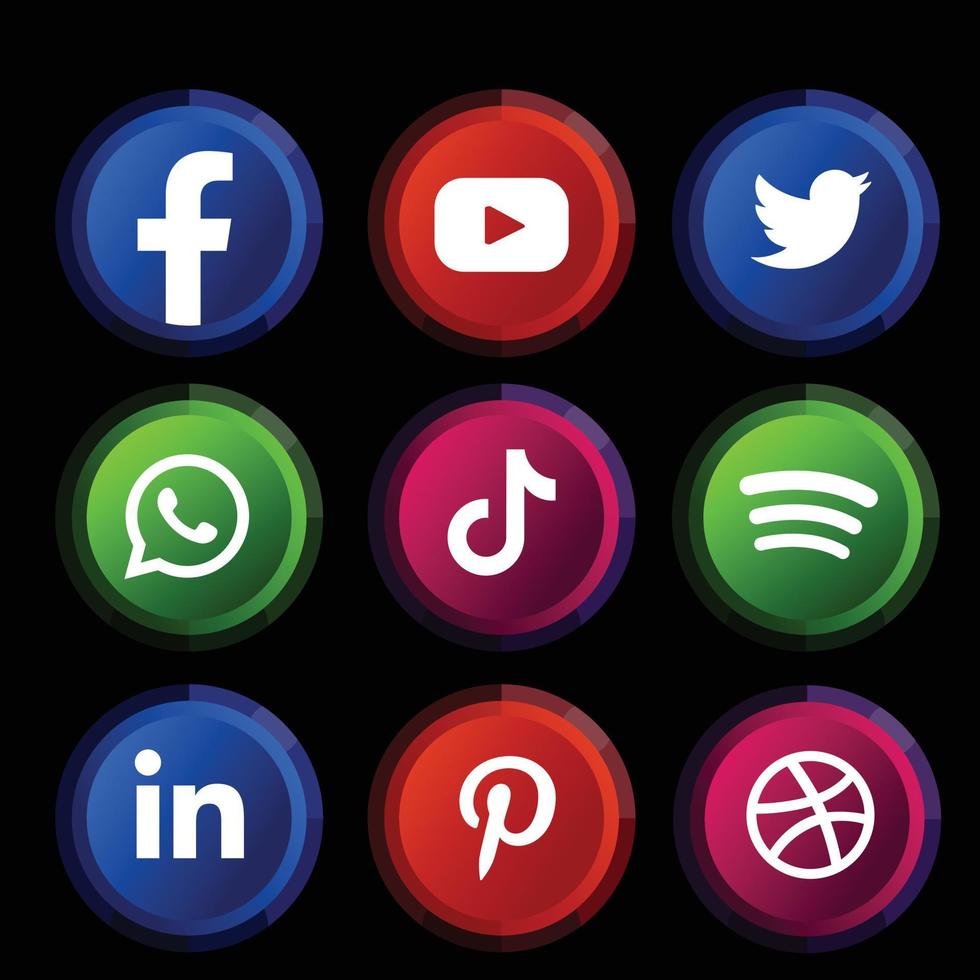 3d sociale media logo collezioni vettore