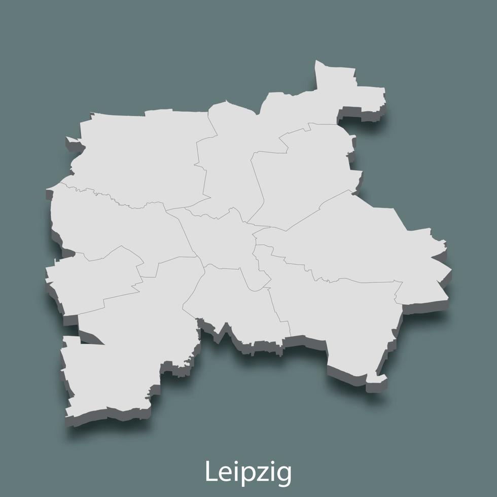 3d isometrico carta geografica di Lipsia è un' città di Germania vettore