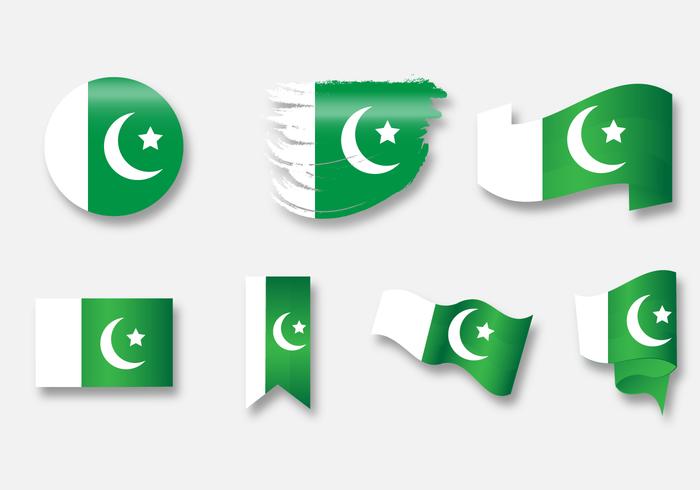 Icona della bandiera del Pakistan Set B vettore