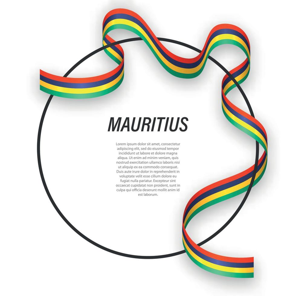 agitando nastro bandiera di mauritius su cerchio telaio. modello per nel vettore