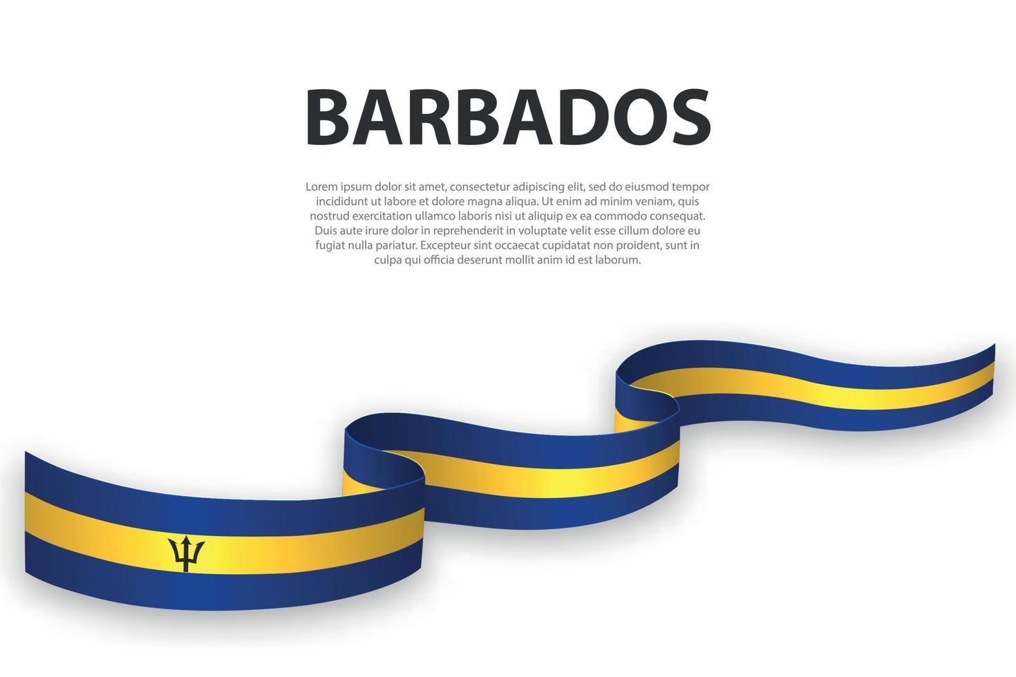 sventolando il nastro o lo striscione con la bandiera delle barbados vettore