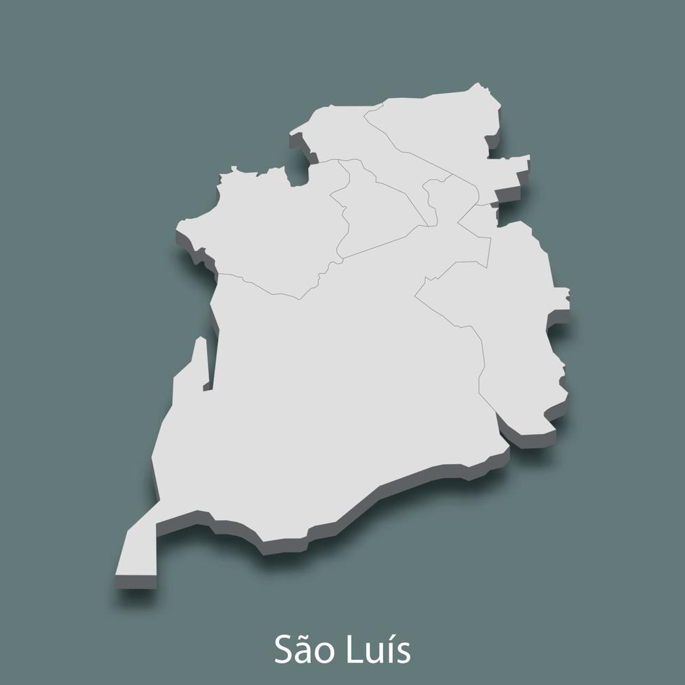 3d isometrico carta geografica di sao luis è un' città di brasile vettore