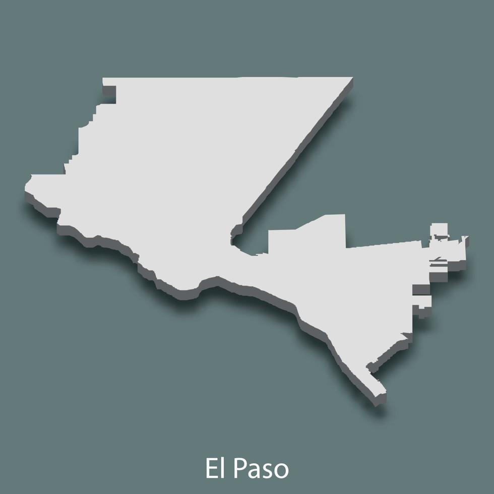 3d isometrico carta geografica di EL paso è un' città di unito stati vettore
