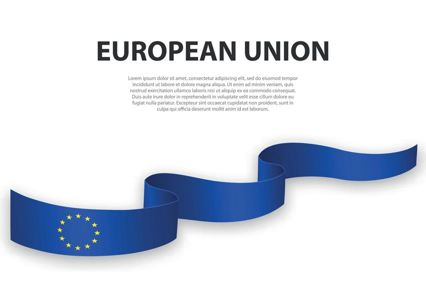 agitando nastro o bandiera con bandiera di europeo unione. vettore