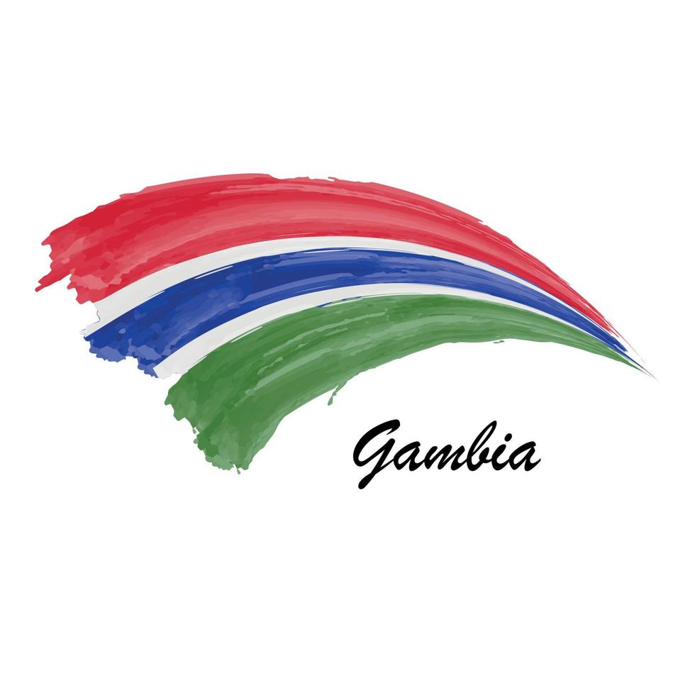 acquerello pittura bandiera di Gambia. spazzola ictus illustrazione vettore