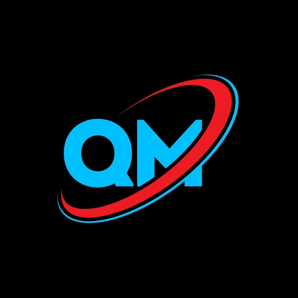 qm q m lettera logo design. iniziale lettera qm connesso cerchio maiuscolo monogramma logo rosso e blu. qm logo, q m design. qm, q m vettore
