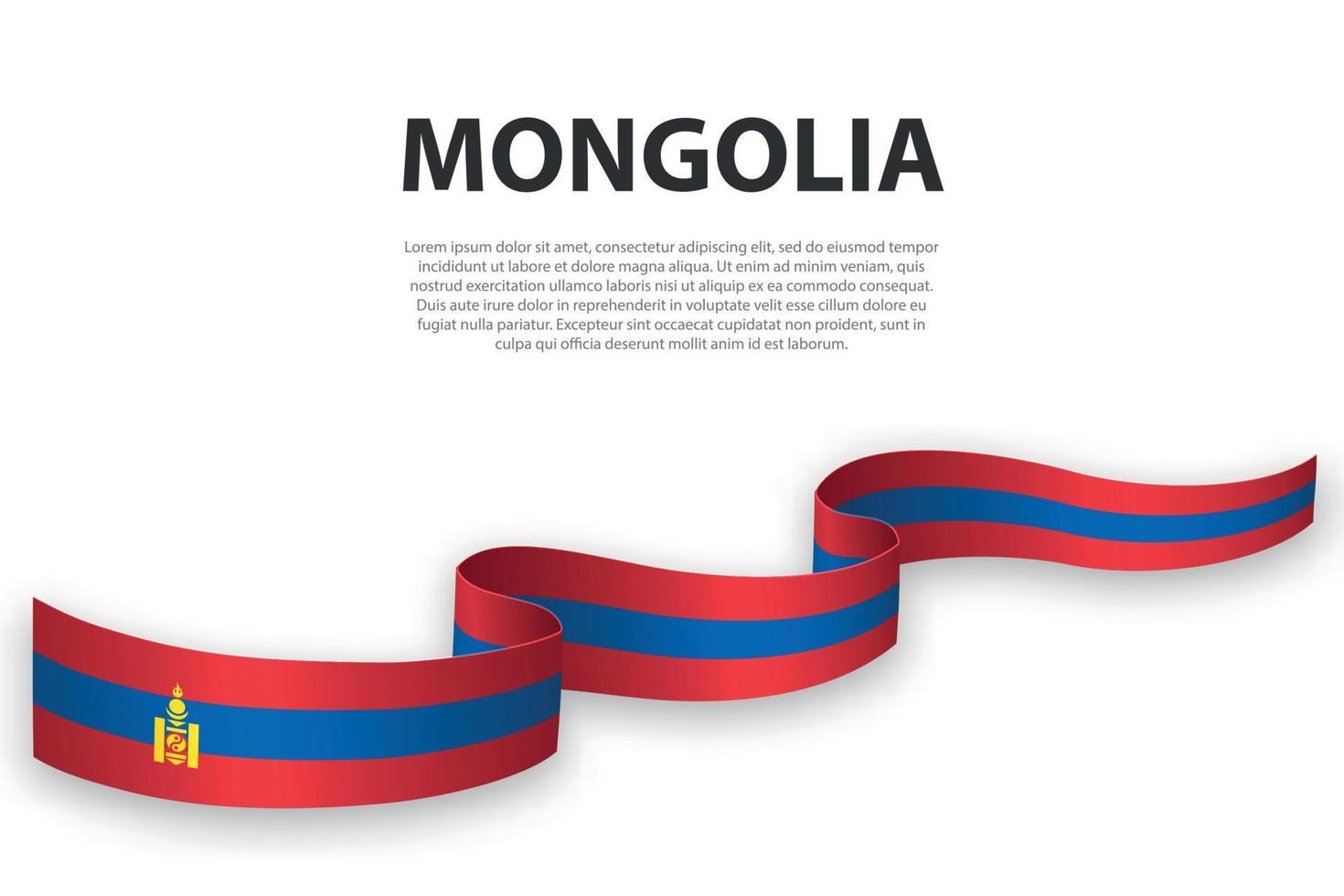 sventolando il nastro o lo striscione con la bandiera della Mongolia vettore