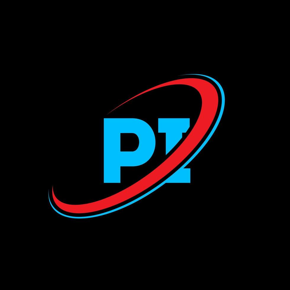 pi p io lettera logo design. iniziale lettera pi connesso cerchio maiuscolo monogramma logo rosso e blu. pi logo, p io design. pi, p io vettore