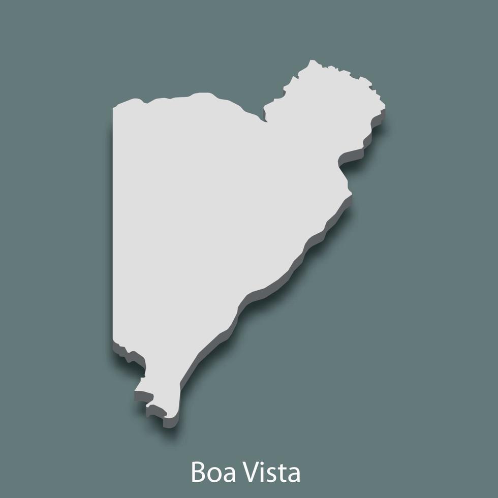 3d isometrico carta geografica di boa vista è un' città di brasile vettore