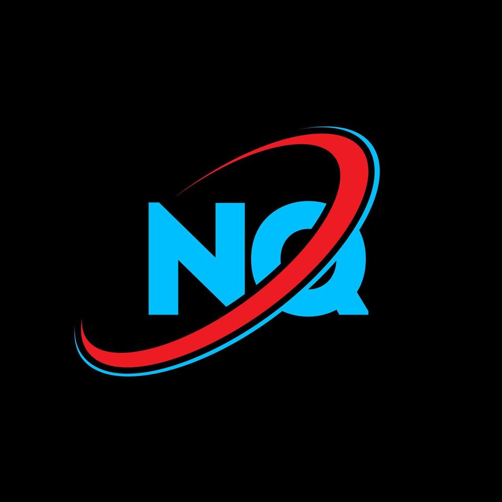 nq n q lettera logo design. iniziale lettera nq connesso cerchio maiuscolo monogramma logo rosso e blu. nq logo, n q design. nq, n q, vettore