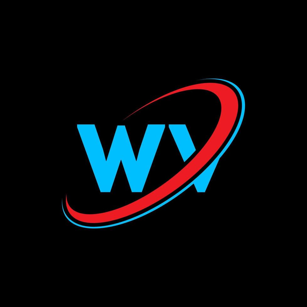 wv logo. wv design. blu e rosso wv lettera. wv lettera logo design. iniziale lettera wv connesso cerchio maiuscolo monogramma logo. vettore