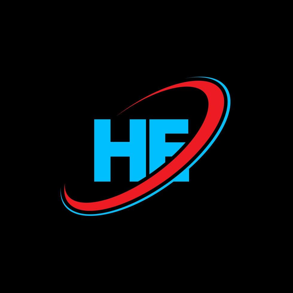 lui h e lettera logo design. iniziale lettera lui connesso cerchio maiuscolo monogramma logo rosso e blu. lui logo, h e design. lui, h e vettore