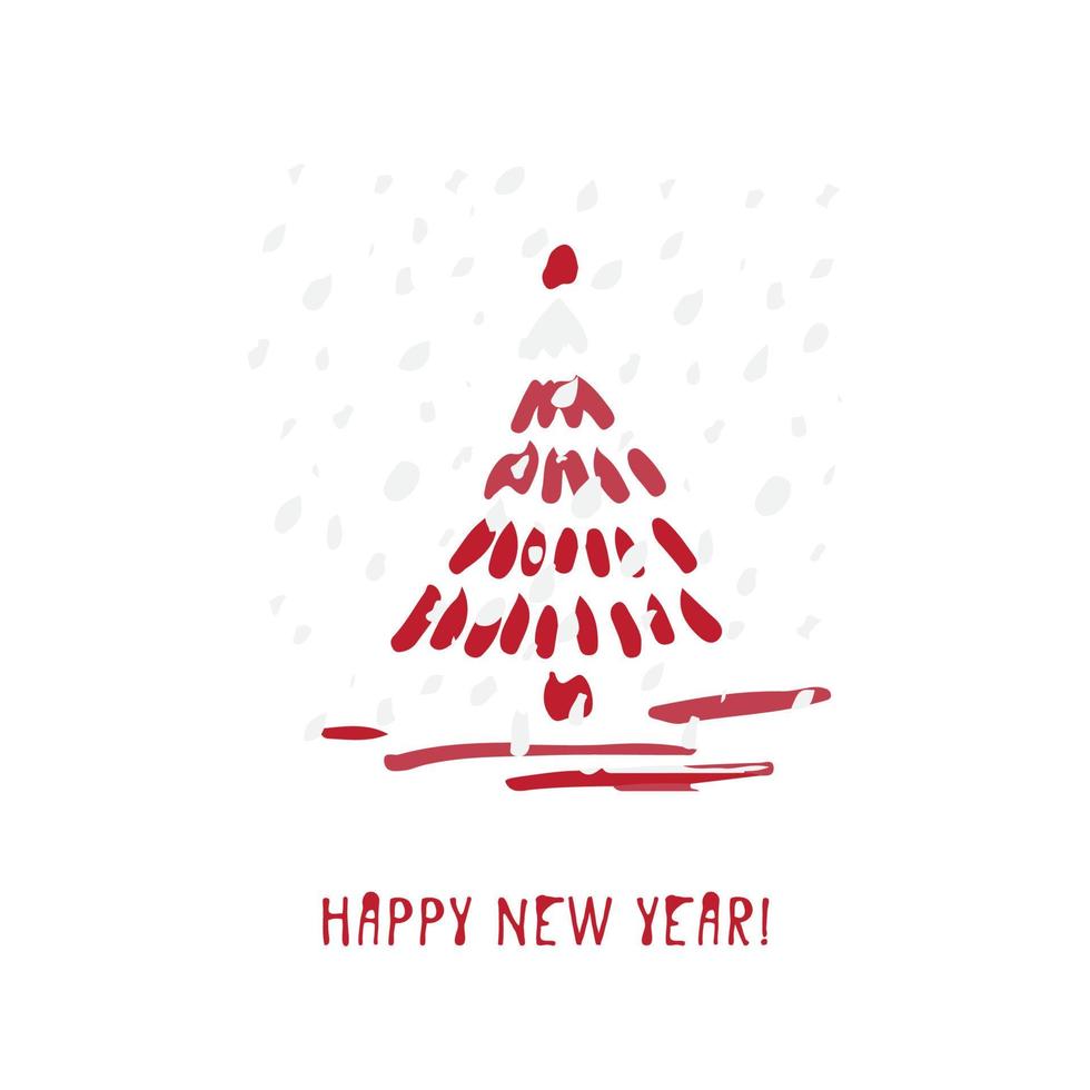 disegnato a mano festivo Natale e nuovo anno carta con vacanza simboli albero e calligrafico saluto iscrizione vettore