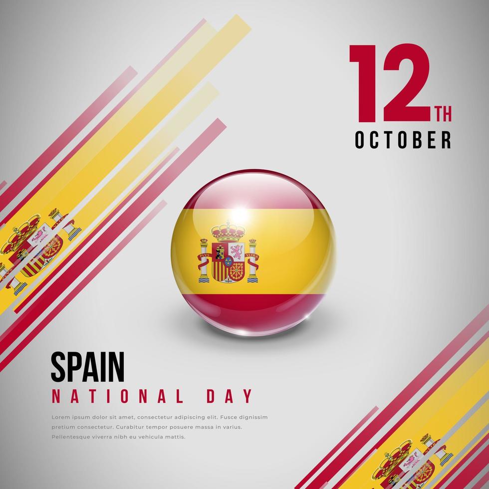 Spagna nazionale giorno. manifesto modello design. bicchiere effetto stile illustrazione. vettore