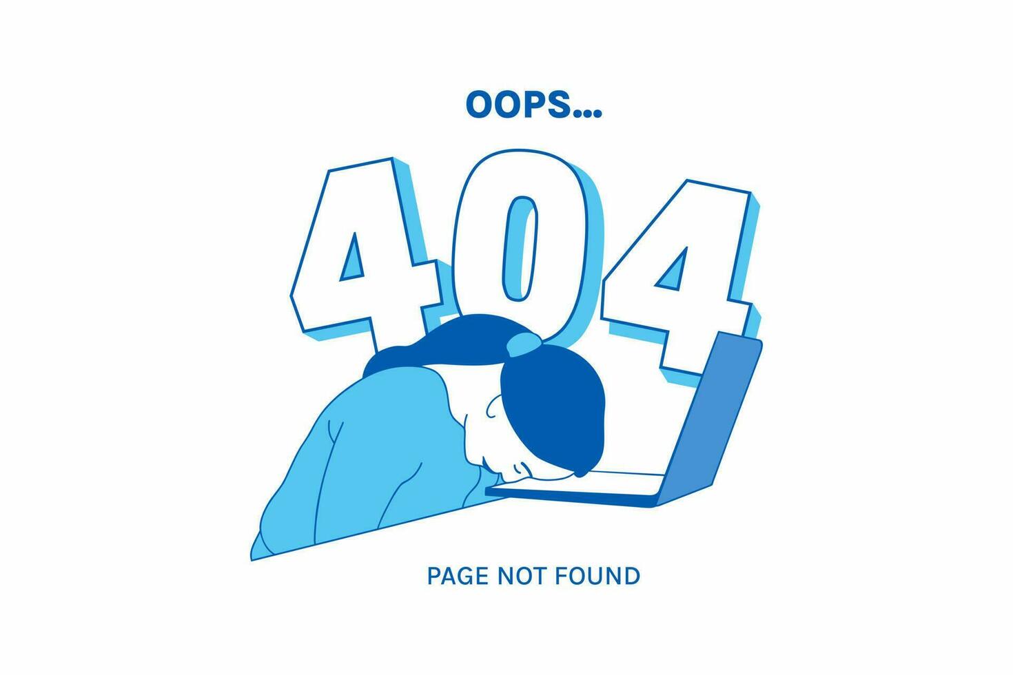 illustrazioni frustrato espressione donna per oops 404 errore design concetto atterraggio pagina vettore