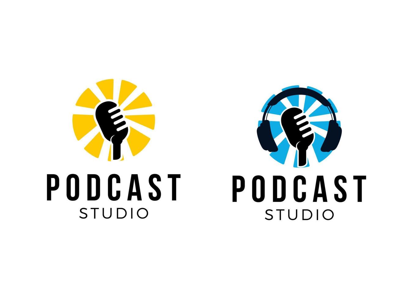 Podcast logo design modello. vettore