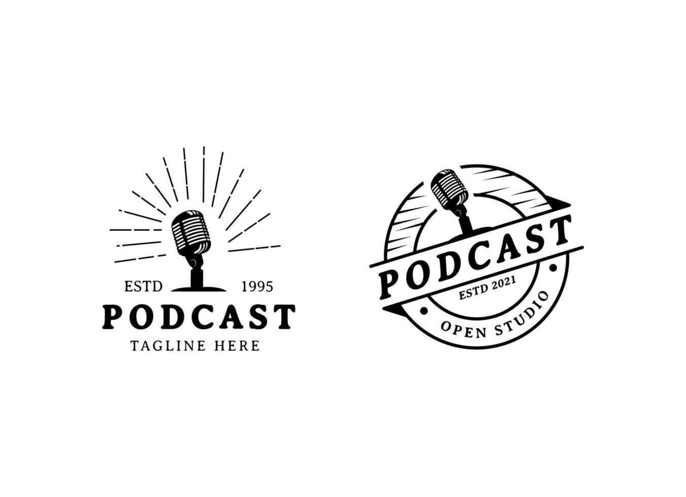 Podcast logo design modello. vettore