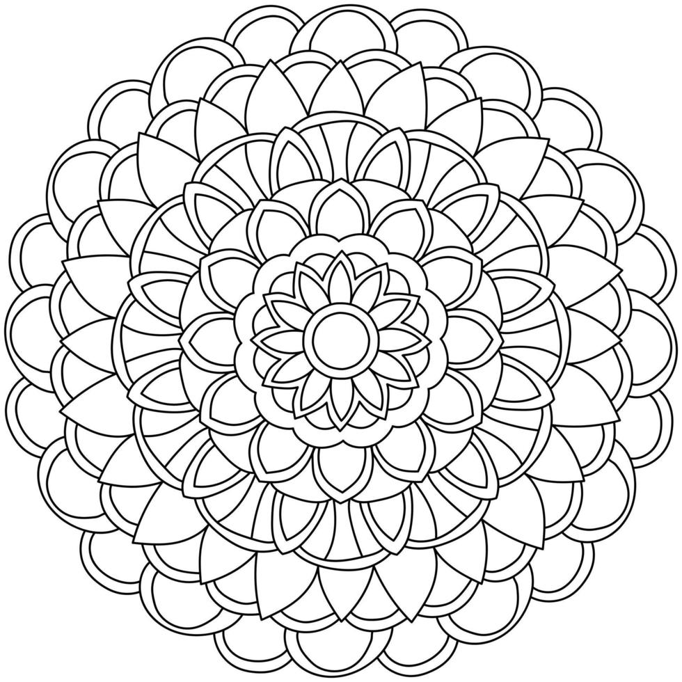 mandala con molti arrotondato e triangolare petali, meditativo colorazione pagina a partire dal semplice elementi vettore