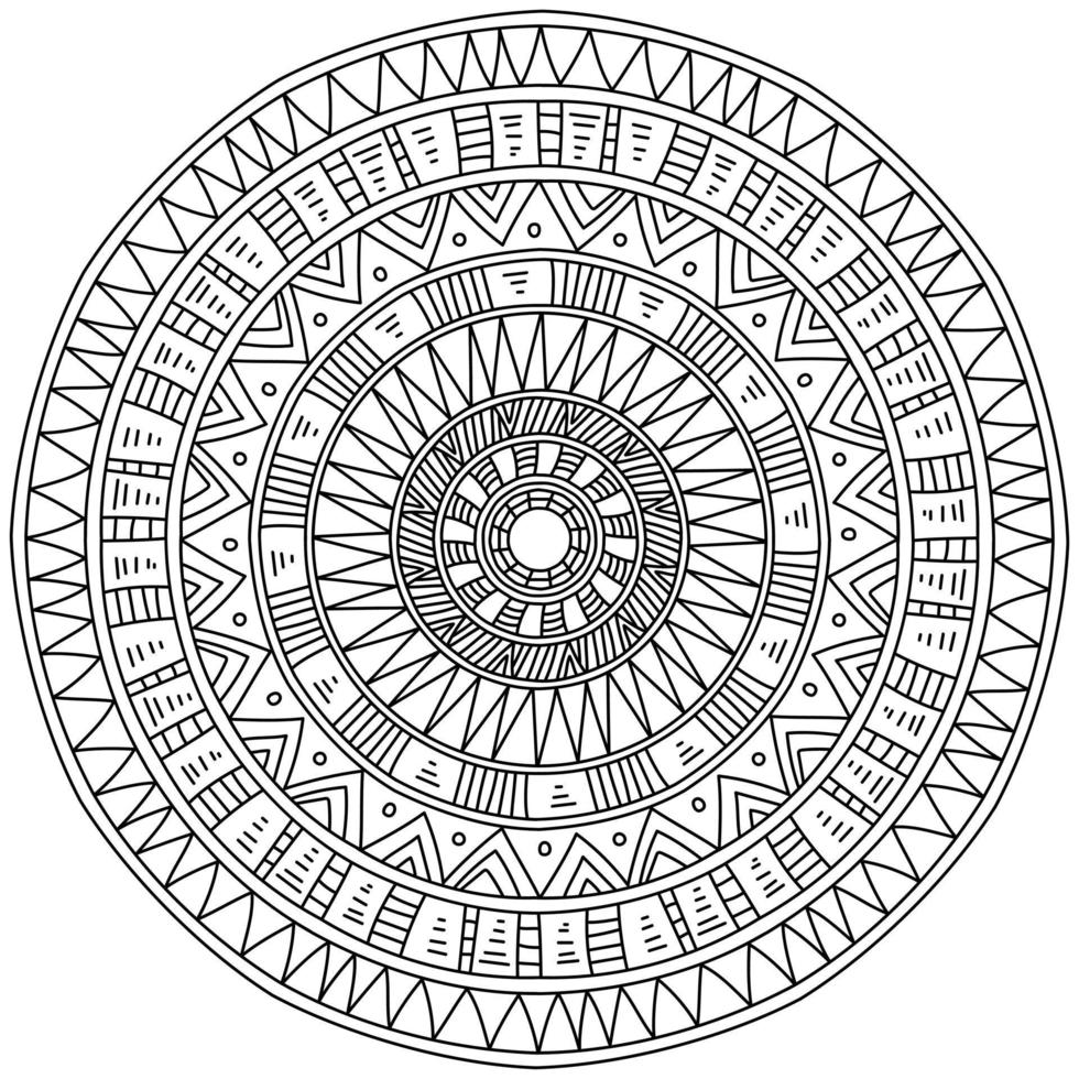 contorno mandala con lineare modelli, meditativo colorazione pagina con dritto Linee vettore