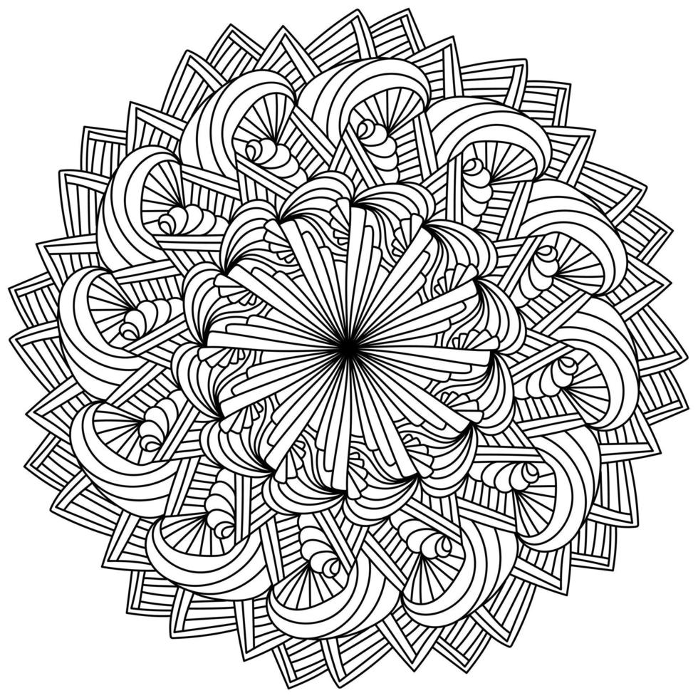 a strisce astratto mandala con vortici, meditativo colorazione pagina nel cerchio forma con simmetrico modelli vettore