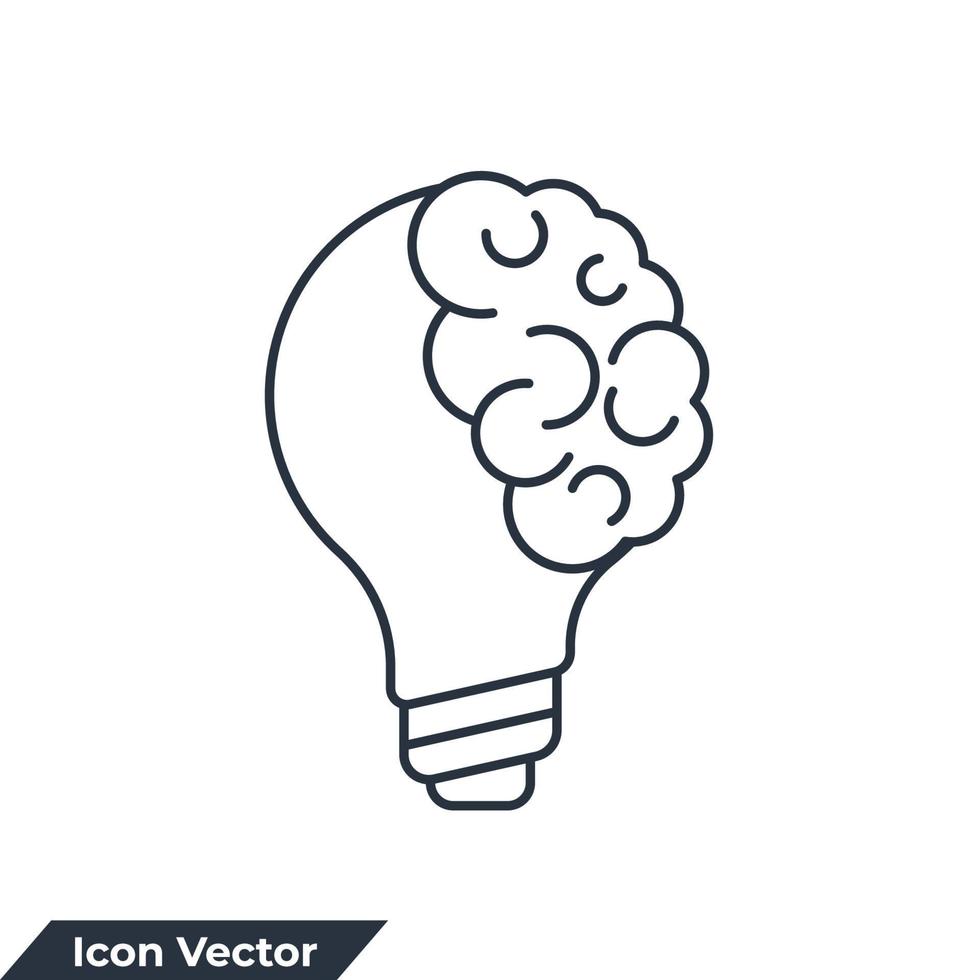 creativo idea. cervello nel lampadina icona logo vettore illustrazione. conoscenza simbolo modello per grafico e ragnatela design collezione