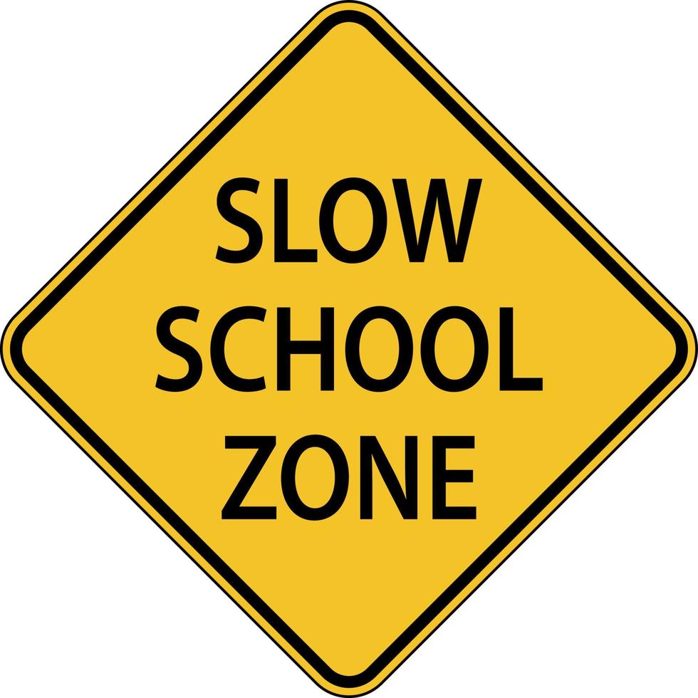 lento scuola zona cartello su bianca sfondo vettore