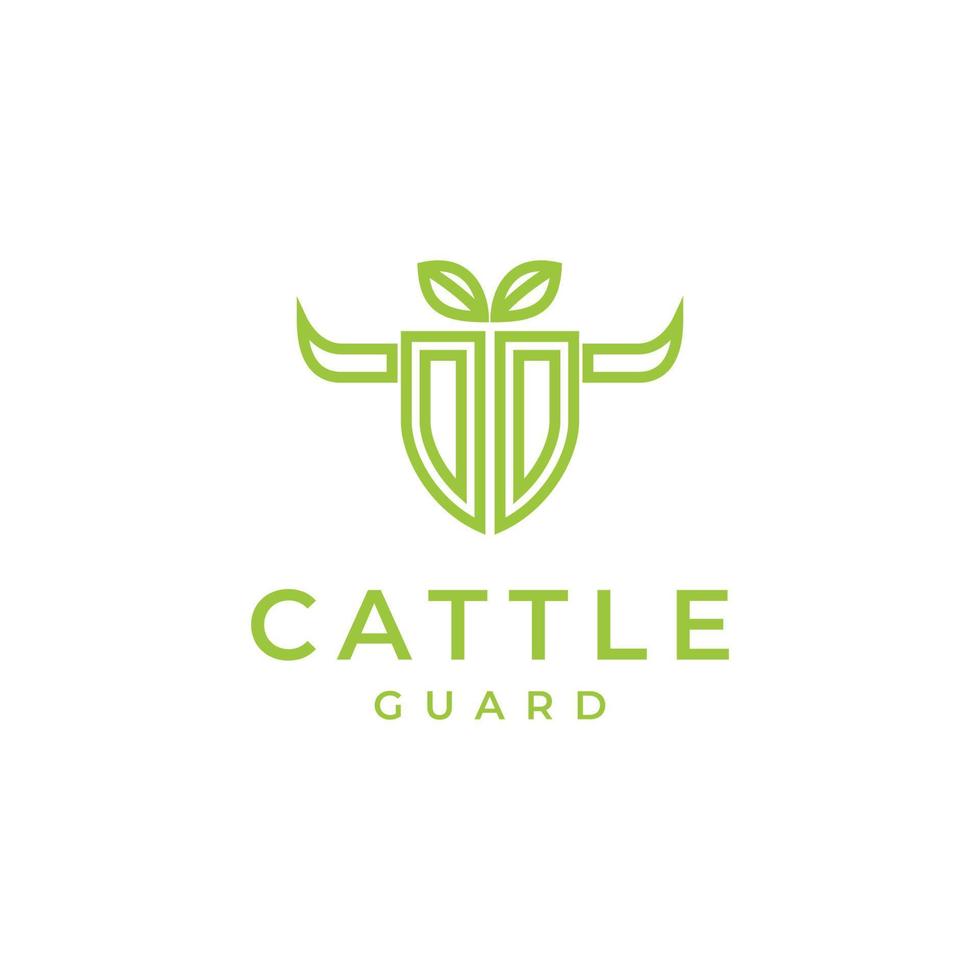 bestiame animale testa con scudo logo design vettore