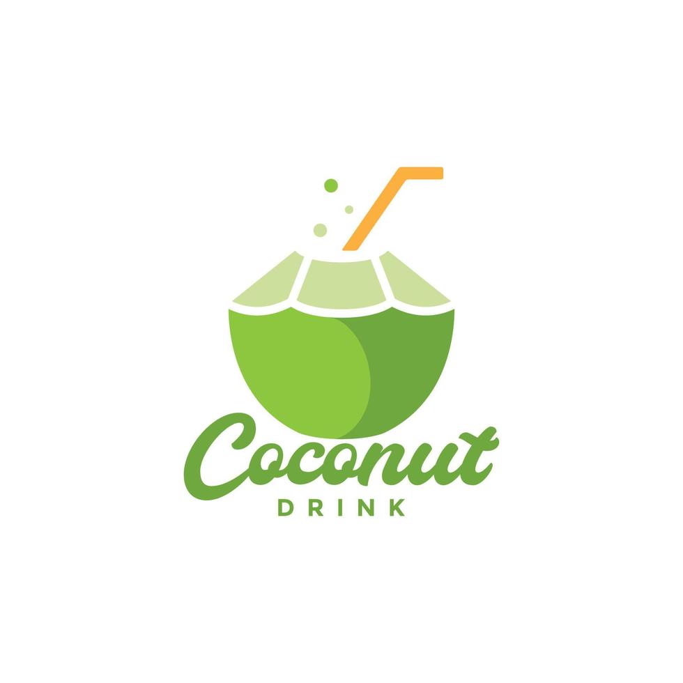 fresco verde Noce di cocco bevanda gusto logo design vettore