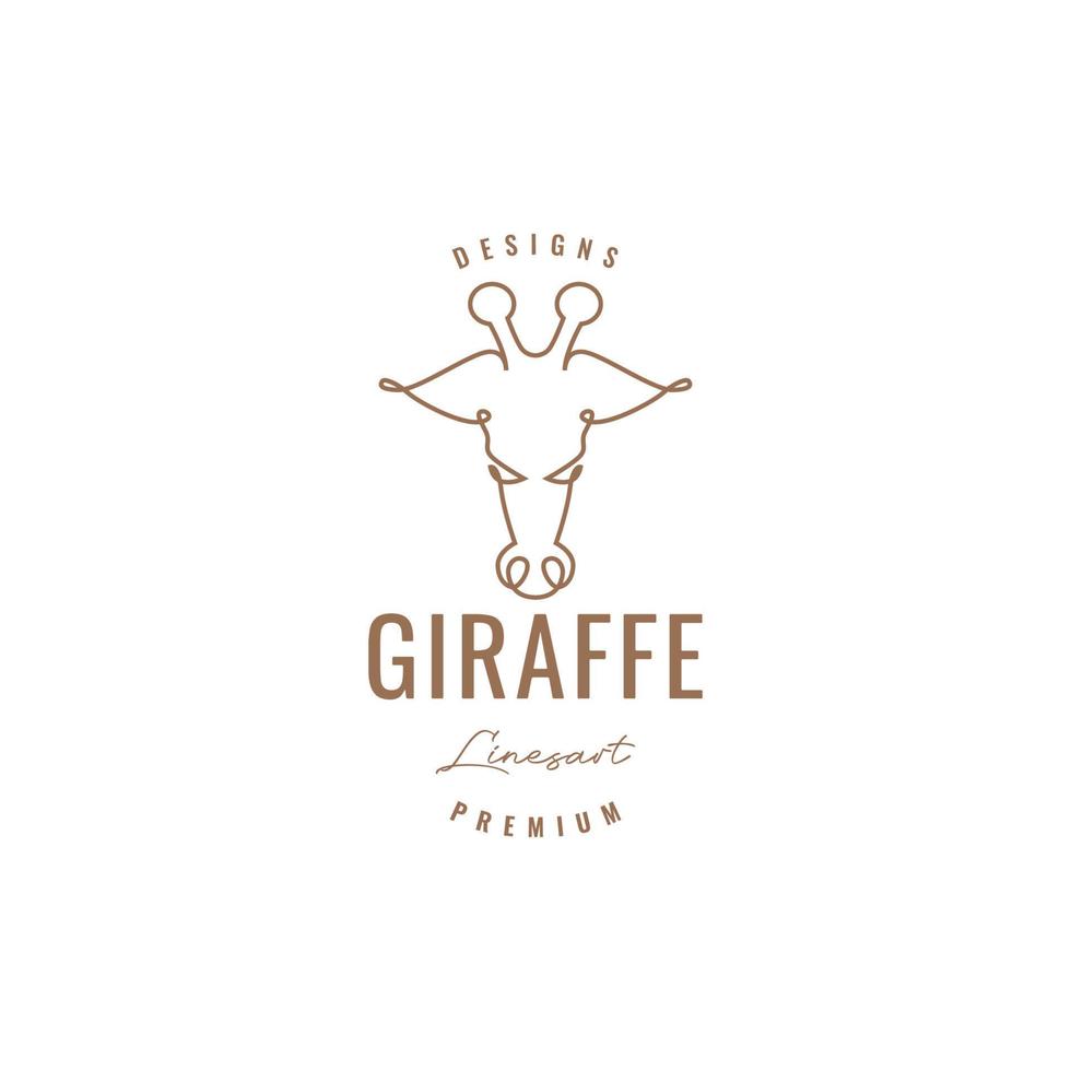 Linee arte giraffa testa logo design vettore